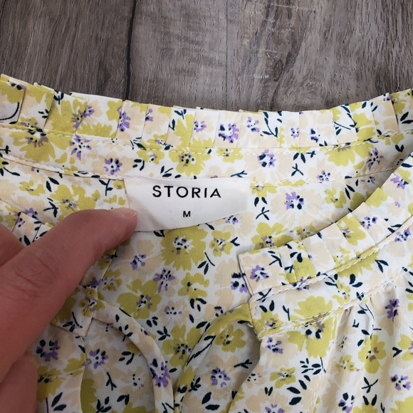 Storia Women's Medium Floral Sundress Loose Flowy Ruffle Detail Sleeveless Tier - Picture 9 of 11